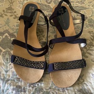 Navy Blue Suede Sandals